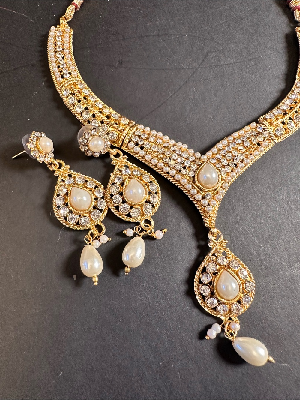 Indian Wedding Necklace and Post Back Earrings Set